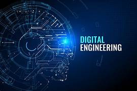 Digital Engineering solutions showing connected devices, cloud infrastructure, and data visualization